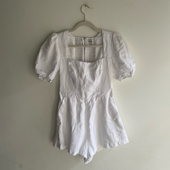 REFORMATION Dionne White Linen Romper White Size 4 - Picture 3 of 9